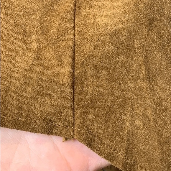 American Rag | Chestnut Brown Faux Suede Open Front Laser-cut Waterfall Top L - Picture 17 of 17